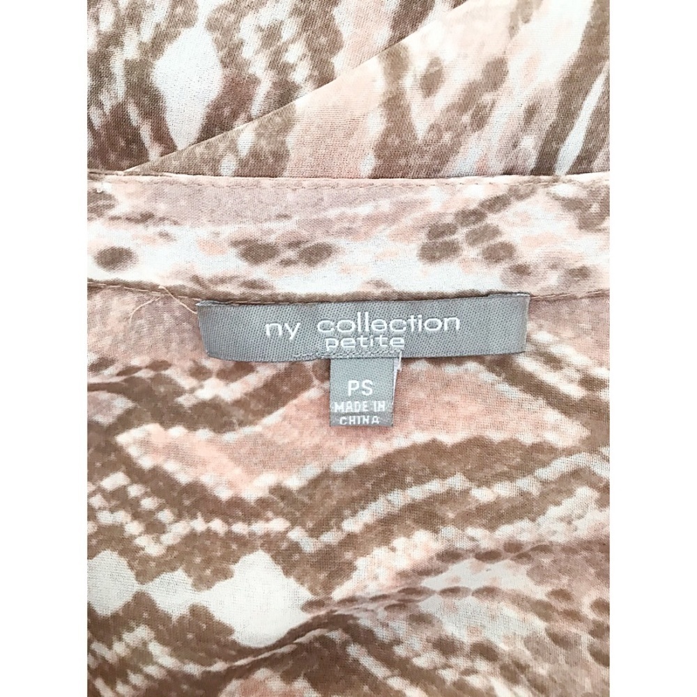 Ny Collection Chiffon Python Brown & Blush Blouse - image 7